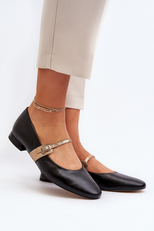 Balerínky Dámske so širokými podpätkami Laura Messi 2774 čierna Balerínky Dámske so širokými podpätkami Laura Messi 2774 čierna
