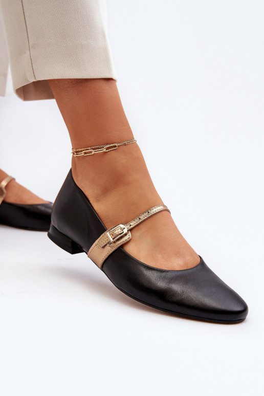 Balerínky Dámske so širokými podpätkami Laura Messi 2774 čierna Balerínky Dámske so širokými podpätkami Laura Messi 2774 čierna