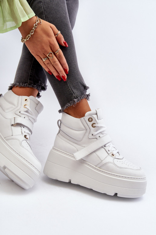 Zazoo 3450 Kožené Tenisky model obuvi Dámske biela farba Zazoo 3450 Kožené Tenisky model obuvi Dámske biela farba