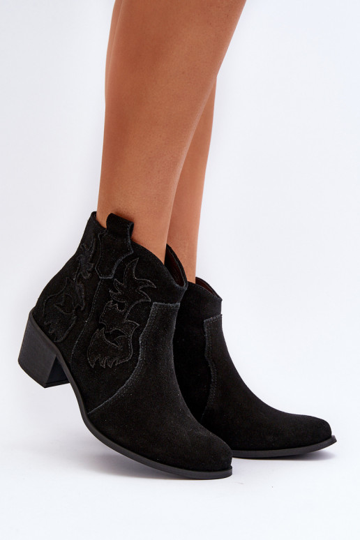Zazoo 3426 Dámske Semišové topánky kovbojský štýl čierna Zazoo 3426 Dámske Semišové topánky kovbojský štýl čierna