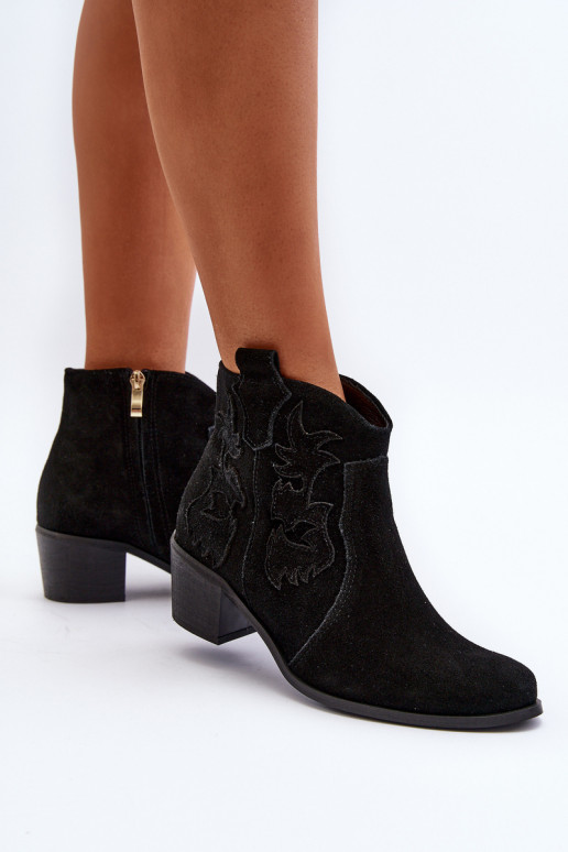 Zazoo 3426 Dámske Semišové topánky kovbojský štýl čierna Zazoo 3426 Dámske Semišové topánky kovbojský štýl čierna