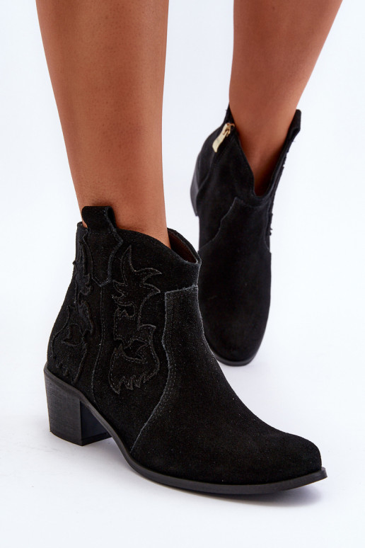 Zazoo 3426 Dámske Semišové topánky kovbojský štýl čierna Zazoo 3426 Dámske Semišové topánky kovbojský štýl čierna