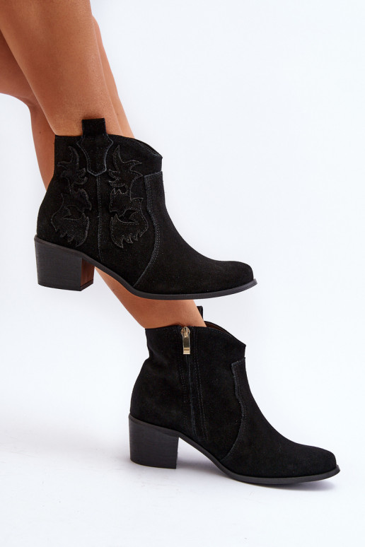 Zazoo 3426 Dámske Semišové topánky kovbojský štýl čierna Zazoo 3426 Dámske Semišové topánky kovbojský štýl čierna