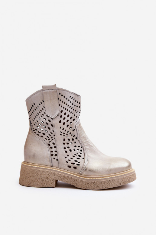 Zazoo 3470 Kožené Dámske čižmy so širokými podpätkami s prvkami prelamovania zlatej farby Vymazané Zazoo 3470 Kožené Dámske čižmy so širokými podpätkami s prvkami prelamovania zlatej farby Vymazané