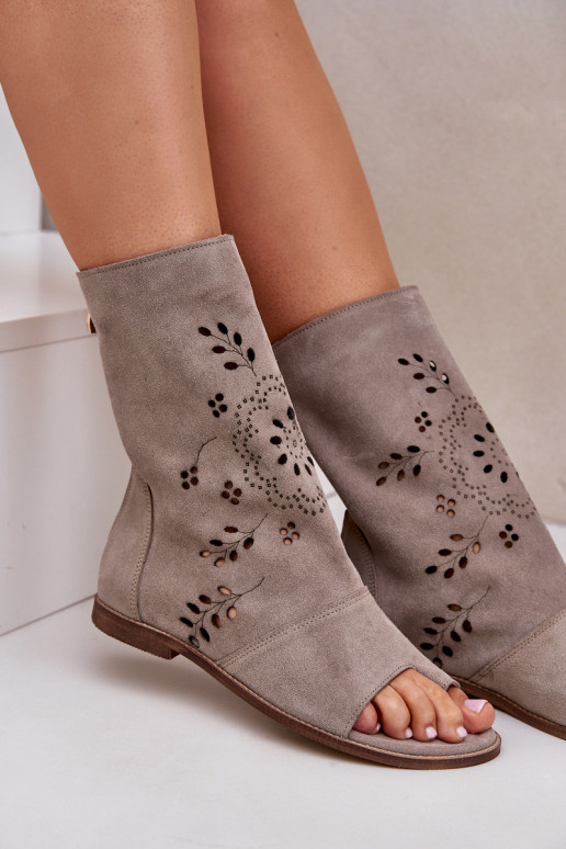 Zazoo 3437 Dámske Semišové sandále s čižmami Zapnuté Hrad béžová Zazoo 3437 Dámske Semišové sandále s čižmami Zapnuté Hrad béžová