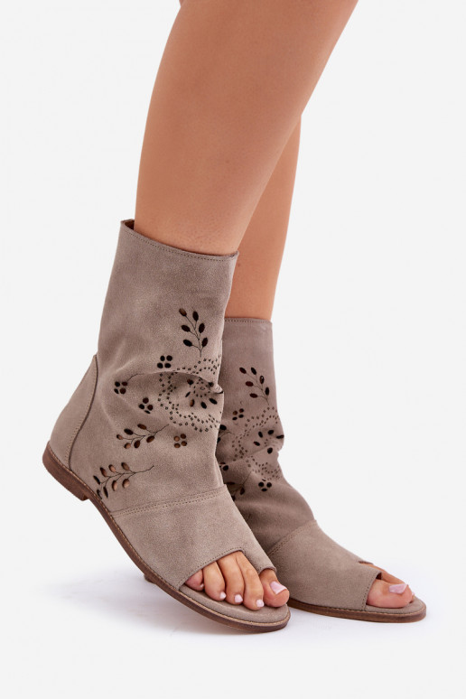 Zazoo 3437 Dámske Semišové sandále s čižmami Zapnuté Hrad béžová Zazoo 3437 Dámske Semišové sandále s čižmami Zapnuté Hrad béžová