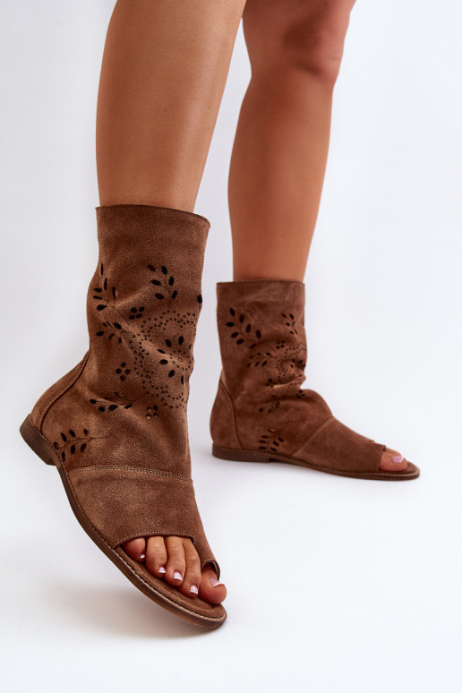 Zazoo 3437 Dámske Semišové sandále s čižmami Zapnuté Hrad Hnedá farba Zazoo 3437 Dámske Semišové sandále s čižmami Zapnuté Hrad Hnedá farba