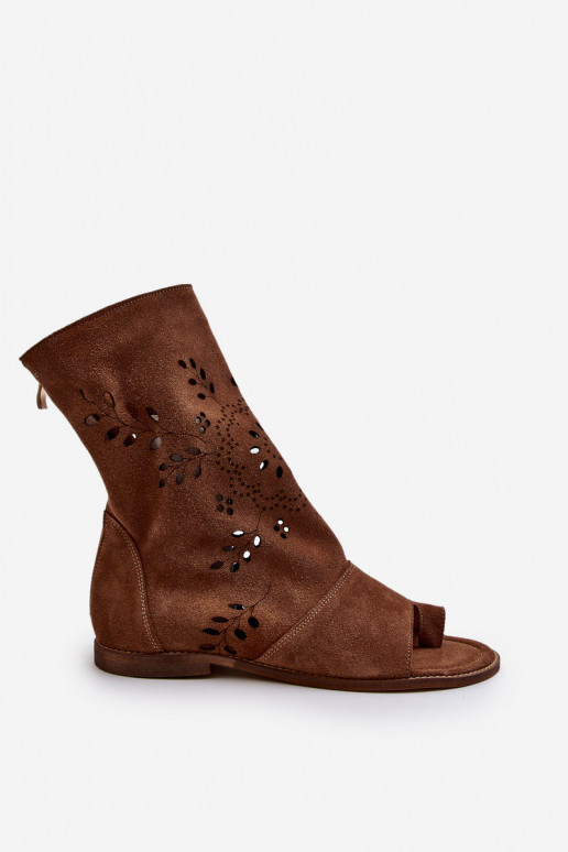 Zazoo 3437 Dámske Semišové sandále s čižmami Zapnuté Hrad Hnedá farba Zazoo 3437 Dámske Semišové sandále s čižmami Zapnuté Hrad Hnedá farba