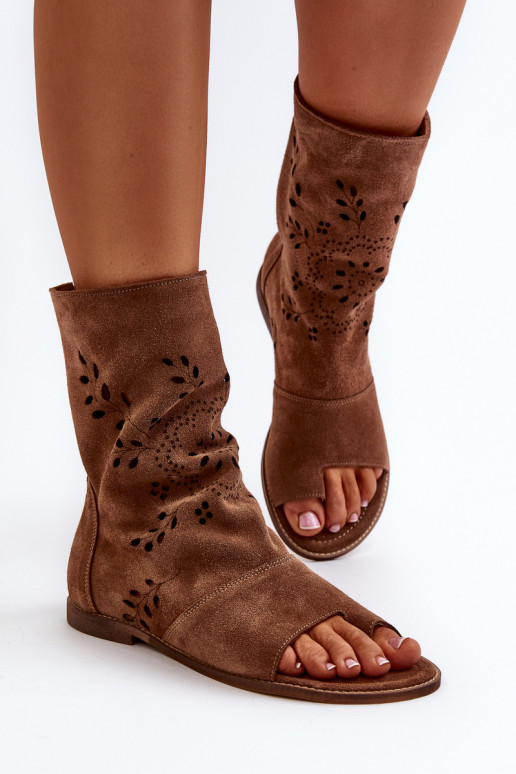 Zazoo 3437 Dámske Semišové sandále s čižmami Zapnuté Hrad Hnedá farba Zazoo 3437 Dámske Semišové sandále s čižmami Zapnuté Hrad Hnedá farba