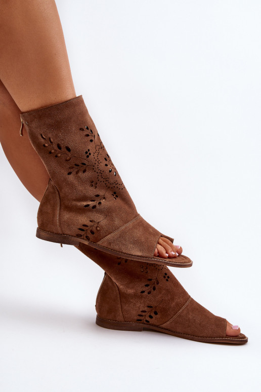 Zazoo 3437 Dámske Semišové sandále s čižmami Zapnuté Hrad Hnedá farba Zazoo 3437 Dámske Semišové sandále s čižmami Zapnuté Hrad Hnedá farba