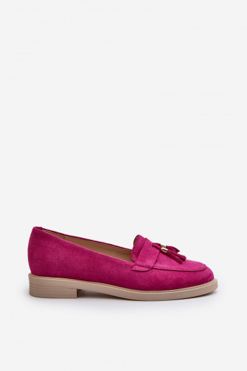 Zazoo 3420 Dámske semišové mokasíny s širokými podpätkami fuksiovej farby 2