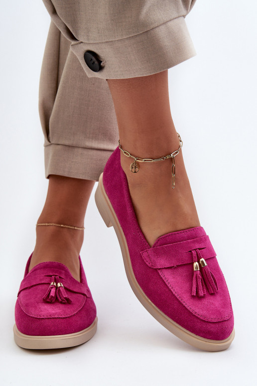 Zazoo 3420 Semišové mokasíny Dámske so širokými podpätkami Fuskja Zazoo 3420 Semišové mokasíny Dámske so širokými podpätkami Fuskja