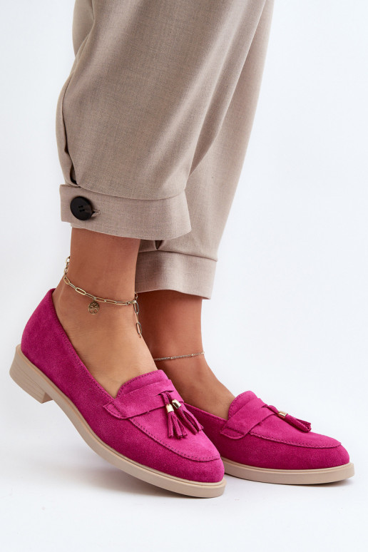 Zazoo 3420 Semišové mokasíny Dámske so širokými podpätkami Fuskja Zazoo 3420 Semišové mokasíny Dámske so širokými podpätkami Fuskja