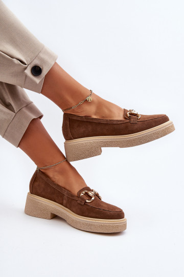 Zazoo 3429 Semišové mokasíny Dámske s ozdobami Hnedá farba 2