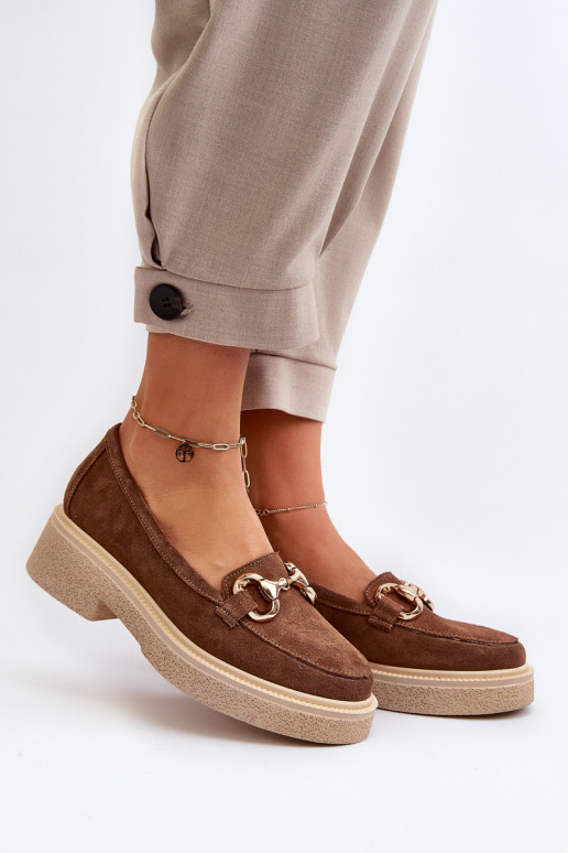 Zazoo 3429 Semišové mokasíny Dámske s ozdobami Hnedá farba Zazoo 3429 Semišové mokasíny Dámske s ozdobami Hnedá farba