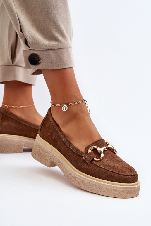 Zazoo 3429 Semišové mokasíny Dámske s ozdobami Hnedá farba Zazoo 3429 Semišové mokasíny Dámske s ozdobami Hnedá farba