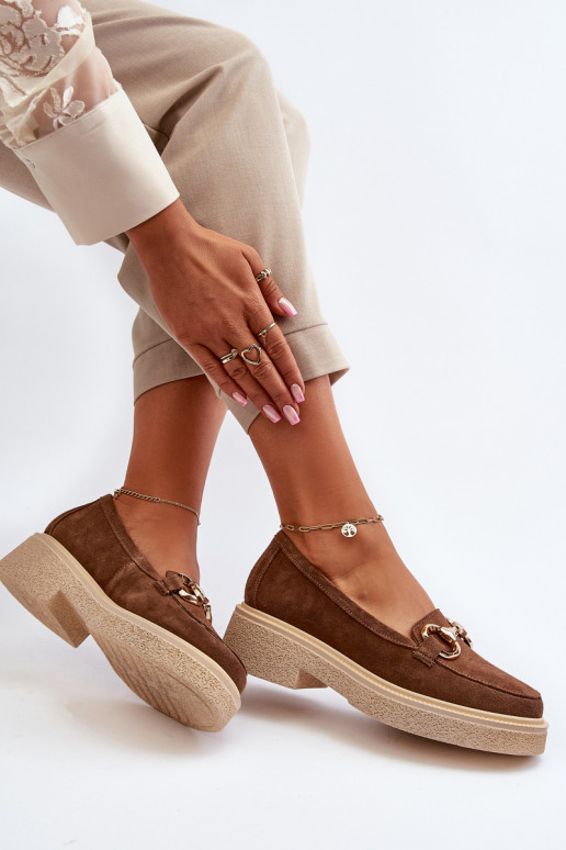 Zazoo 3429 Semišové mokasíny Dámske s ozdobami Hnedá farba Zazoo 3429 Semišové mokasíny Dámske s ozdobami Hnedá farba