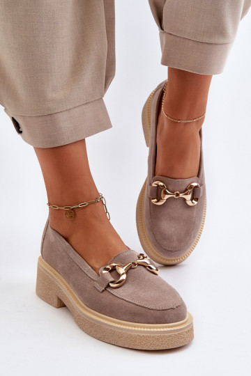 Zazoo 3429 Semišové mokasíny Dámske s ozdobami farba cappuccino