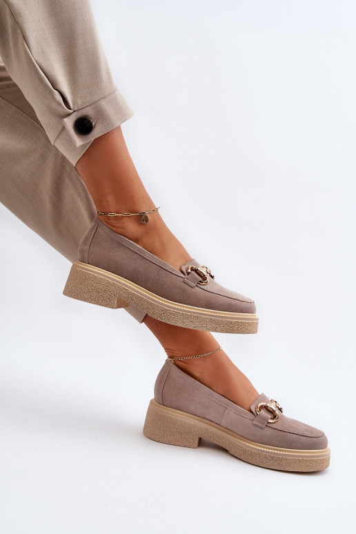 Zazoo 3429 Semišové mokasíny Dámske s ozdobami farba cappuccino Zazoo 3429 Semišové mokasíny Dámske s ozdobami farba cappuccino