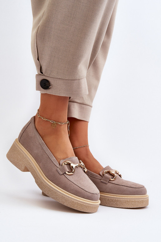 Zazoo 3429 Semišové mokasíny Dámske s ozdobami farba cappuccino Zazoo 3429 Semišové mokasíny Dámske s ozdobami farba cappuccino