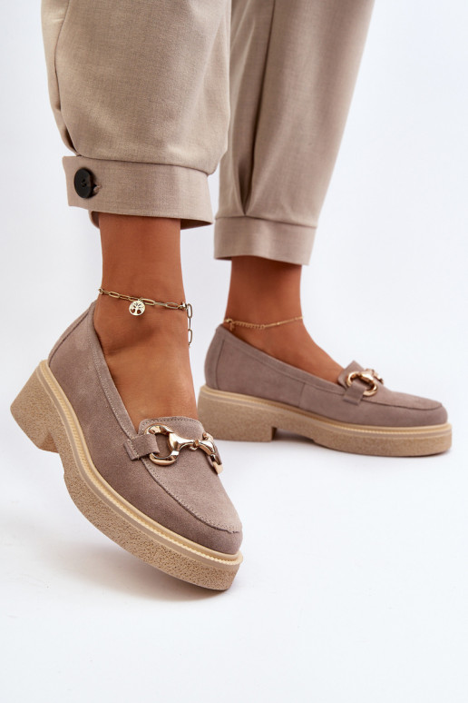 Zazoo 3429 Semišové mokasíny Dámske s ozdobami farba cappuccino Zazoo 3429 Semišové mokasíny Dámske s ozdobami farba cappuccino