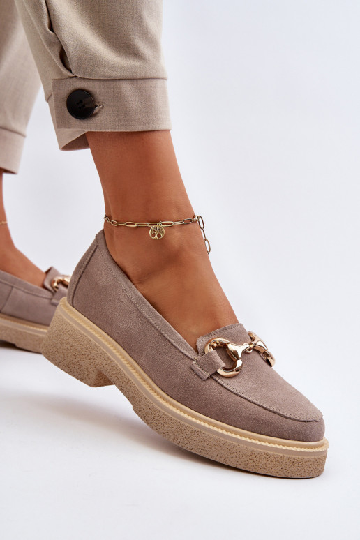 Zazoo 3429 Semišové mokasíny Dámske s ozdobami farba cappuccino Zazoo 3429 Semišové mokasíny Dámske s ozdobami farba cappuccino