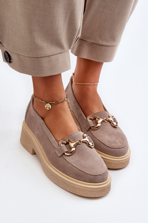 Zazoo 3429 Semišové mokasíny Dámske s ozdobami farba cappuccino Zazoo 3429 Semišové mokasíny Dámske s ozdobami farba cappuccino