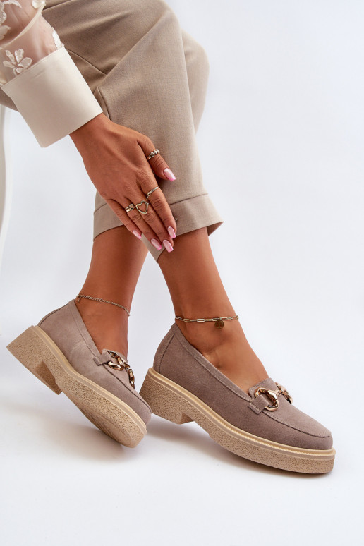 Zazoo 3429 Semišové mokasíny Dámske s ozdobami farba cappuccino Zazoo 3429 Semišové mokasíny Dámske s ozdobami farba cappuccino