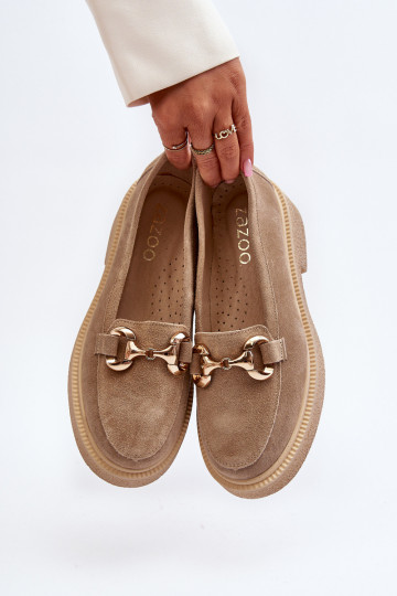 Zazoo 3429 Semišové mokasíny Dámske s ozdobami béžová 2