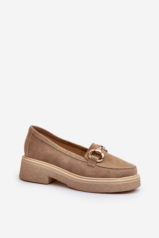 Zazoo 3429 Semišové mokasíny Dámske s ozdobami béžová Zazoo 3429 Semišové mokasíny Dámske s ozdobami béžová