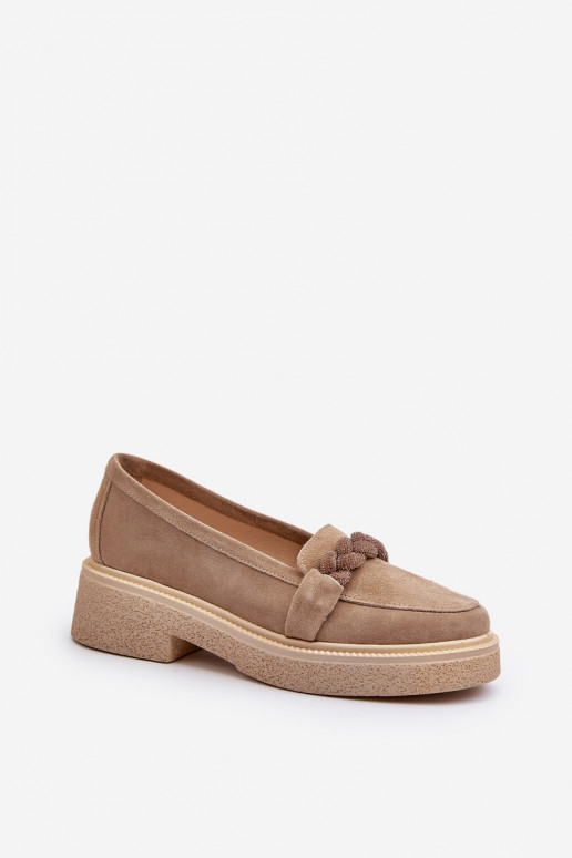 Zazoo 3429/IN Elegantné semišové mokasíny s ozdobami béžová Zazoo 3429/IN Elegantné semišové mokasíny s ozdobami béžová