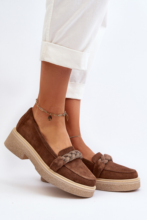 Zazoo 3429/IN Elegantné semišové mokasíny s ozdobami Hnedá farba Zazoo 3429/IN Elegantné semišové mokasíny s ozdobami Hnedá farba