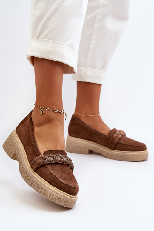 Zazoo 3429/IN Elegantné semišové mokasíny s ozdobami Hnedá farba Zazoo 3429/IN Elegantné semišové mokasíny s ozdobami Hnedá farba