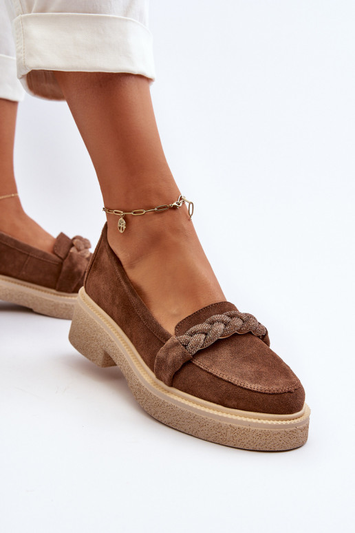 Zazoo 3429/IN Elegantné semišové mokasíny s ozdobami Hnedá farba Zazoo 3429/IN Elegantné semišové mokasíny s ozdobami Hnedá farba