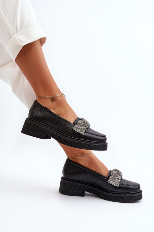 Zazoo 3419 dámske mokasíny Kožené S ozdobným pásikom čierna Zazoo 3419 dámske mokasíny Kožené S ozdobným pásikom čierna