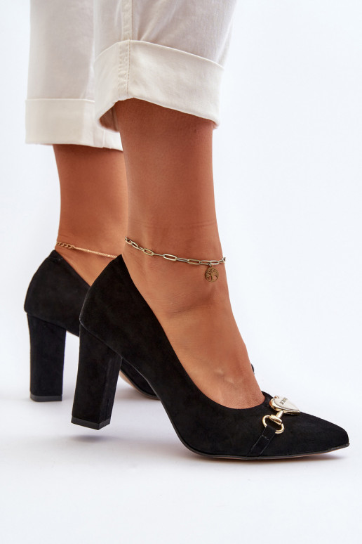 Zazoo 2453/OS Semišové topánky s podpätkami so srdiečkami čierna Zazoo 2453/OS Semišové topánky s podpätkami so srdiečkami čierna