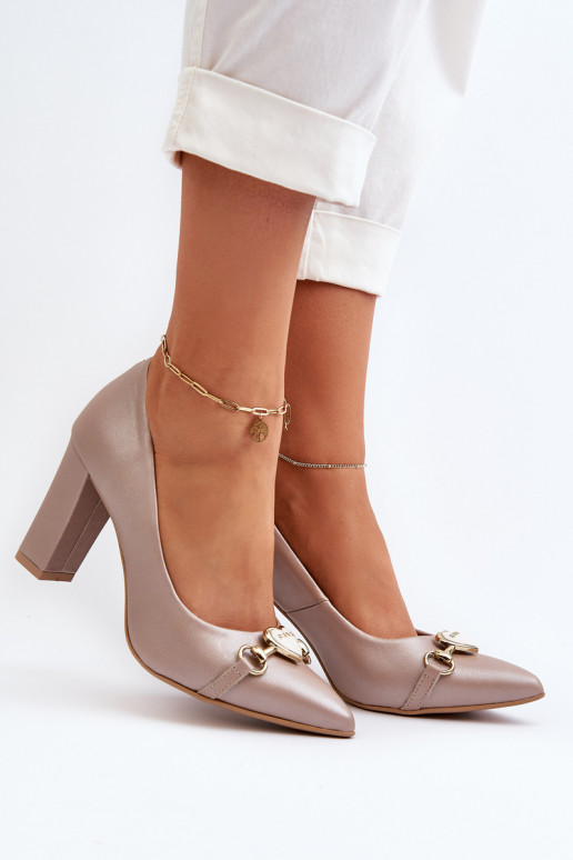 Zazoo 2453/OS Kožené Topánky s podpätkami so srdiečkami matka perly Zazoo 2453/OS Kožené Topánky s podpätkami so srdiečkami matka perly