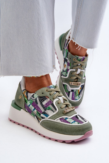 Kožené Tenisky model obuvi Dámske s platformou Máciejka 06390-09 SeledynoIne