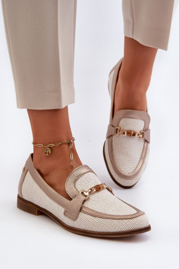 Kožené Mokasíny s ozdobami zlatej farby Máciejka 06442-25 zlatej farby