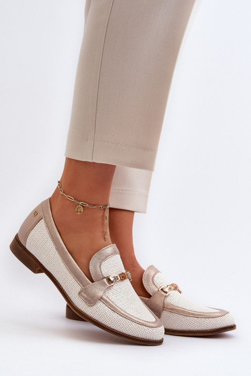 Kožené Mokasíny s ozdobami zlatej farby Máciejka 06442-25 zlatej farby Kožené Mokasíny s ozdobami zlatej farby Máciejka 06442-25 zlatej farby