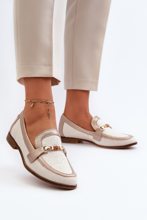 Kožené Mokasíny s ozdobami zlatej farby Máciejka 06442-25 zlatej farby Kožené Mokasíny s ozdobami zlatej farby Máciejka 06442-25 zlatej farby