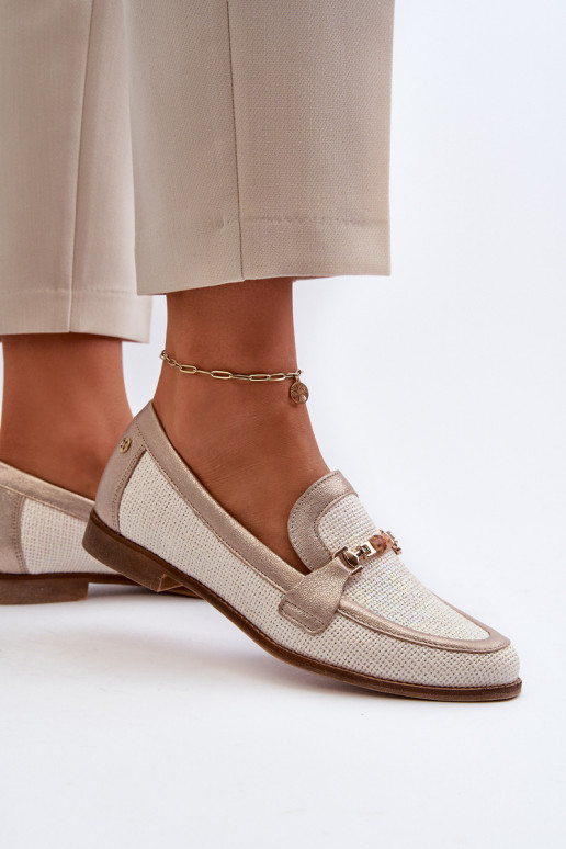Kožené Mokasíny s ozdobami zlatej farby Máciejka 06442-25 zlatej farby Kožené Mokasíny s ozdobami zlatej farby Máciejka 06442-25 zlatej farby