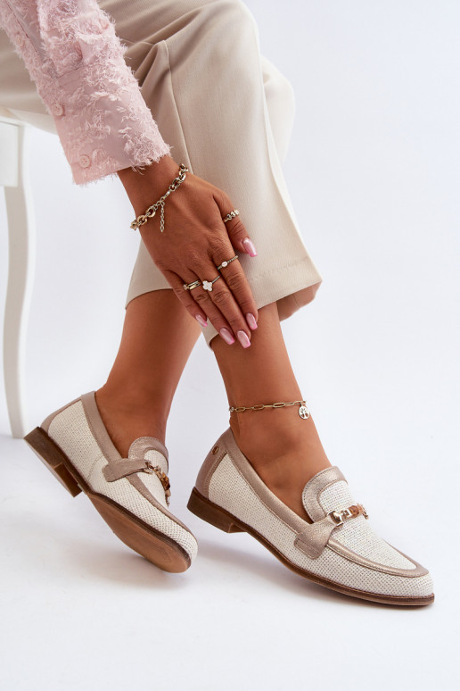 Kožené Mokasíny s ozdobami zlatej farby Máciejka 06442-25 zlatej farby Kožené Mokasíny s ozdobami zlatej farby Máciejka 06442-25 zlatej farby