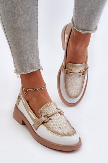 Kožené Mokasíny topánky Dámske Máciejka 06493-11 biely-béžová