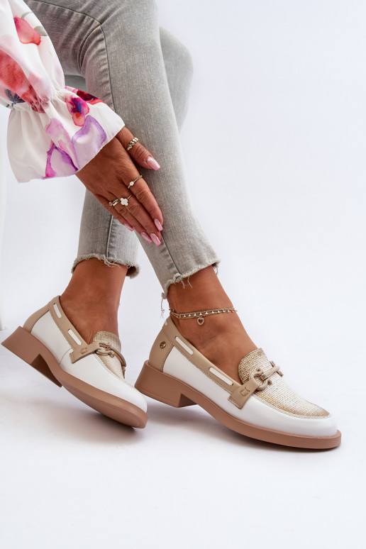 Kožené Mokasíny topánky Dámske Máciejka 06493-11 biely-béžová