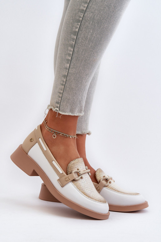 Kožené Mokasíny topánky Dámske Máciejka 06493-11 biely-béžová