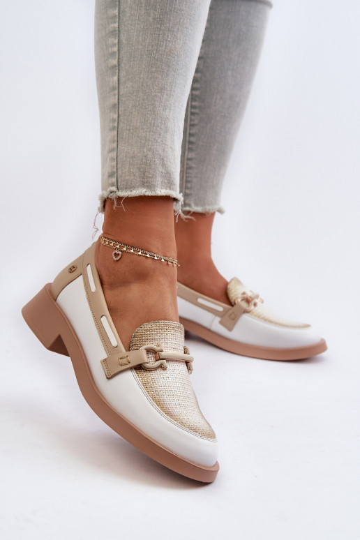 Kožené Mokasíny topánky Dámske Máciejka 06493-11 biely-béžová