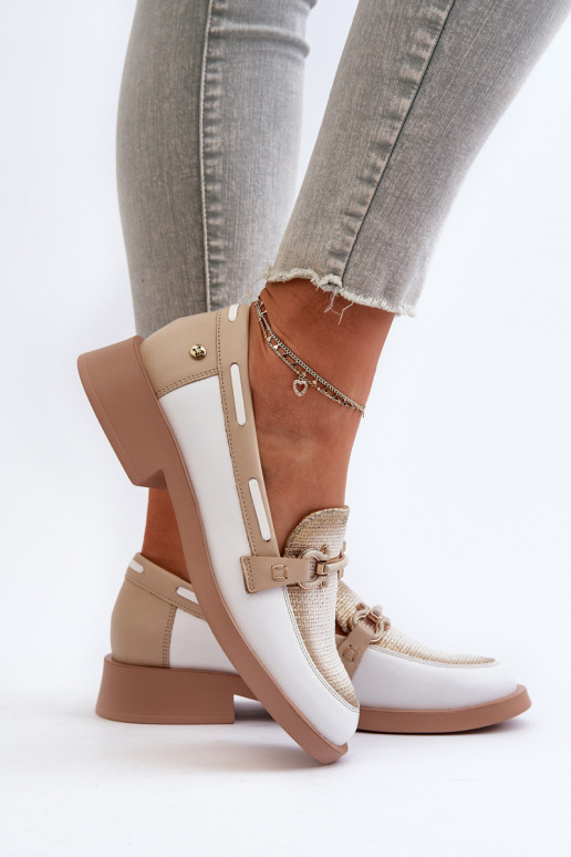 Kožené Mokasíny topánky Dámske Máciejka 06493-11 biely-béžová