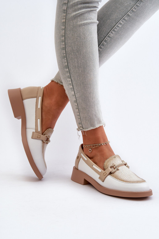 Kožené Mokasíny topánky Dámske Máciejka 06493-11 biely-béžová