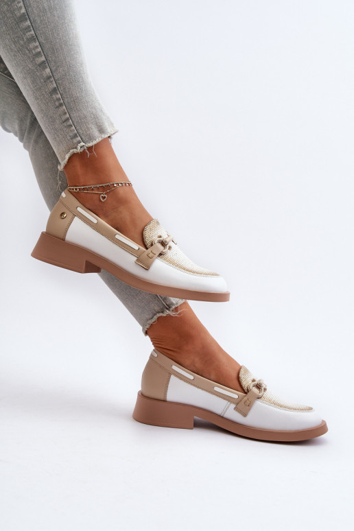 Kožené Mokasíny topánky Dámske Máciejka 06493-11 biely-béžová